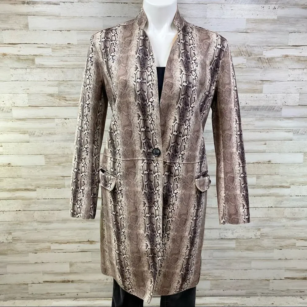 BlankNYC Snake Charmer Faux Suede Jacket Coat Womens Size XS Brown Tan